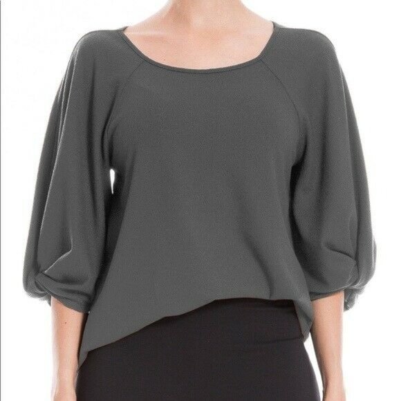Max Studio Tops - Max Studio Charcoal Twisted Puffed 3/4 Sleeve Lightweight Top NEW $78 Gray XS